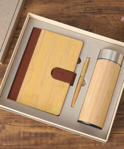bamboo notebook pen and bottle gift set